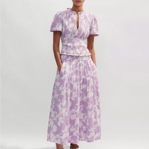 Elegant Floral Maxi Skirt in Lavender